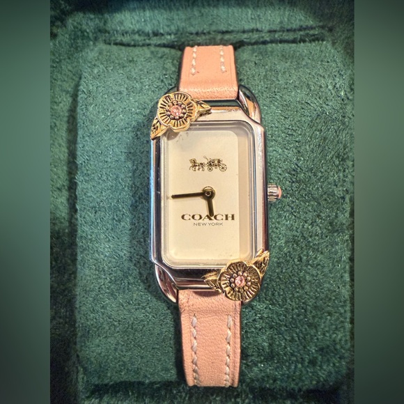 Coach Accessories - Coach Cadie Watch with Blush Pink Strap and Tea Rose Motifs